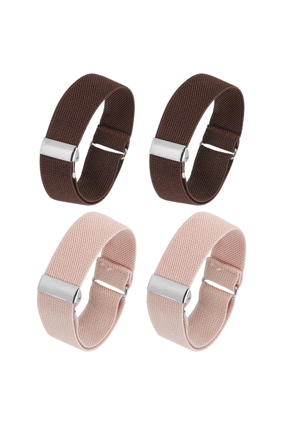 Anti-Slip Sleeve Garter Elastic Shirt Sleeve Holders for Men Women, Pink/Brown 4 Pack/2 Pair
