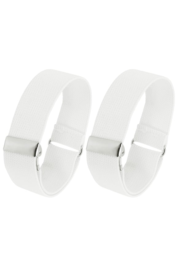 Anti-Slip Sleeve Garter Elastic Shirt Sleeve Holders for Men Women, White 2 Pack/1 Pair