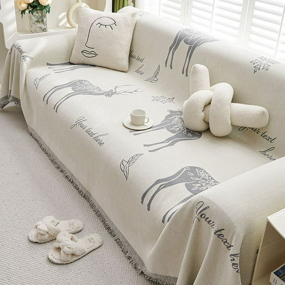 Anti Slip Sofa Towel, Anti-Cat Scratch Cloth, Teddy Velvet, Waterproof, Multi-functional Sofa Cover, 4 Season (2,180x130cm)
