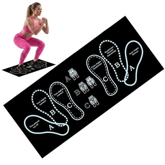 Anti-Slip Squat Mat, 35*80cm Anti-Slip & Shock-Absorbing Design for Lunges, Squat Mat with Foot Position Sports Accessories for Home Workout, Stretching, Exercise Mats for Gym Home Park - Blue