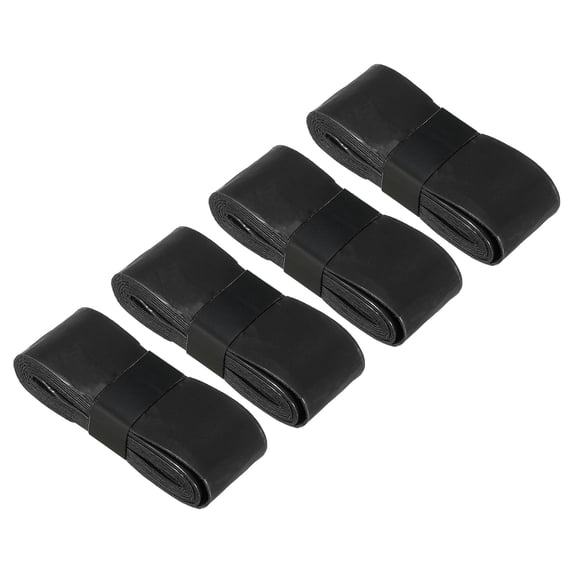 Anti Slip Sweatband Absorbent PU Tennis Badminton Racket Grip Tape, Black 4 Pack
