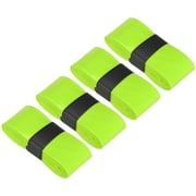 Anti Slip Sweatband Absorbent PU Tennis Badminton Racket Grip Tape, Fluorescent Green 4 Pack
