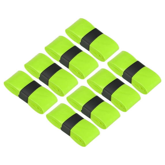 Anti Slip Sweatband Absorbent PU Tennis Badminton Racket Grip Tape, Fluorescent Green 8 Pack