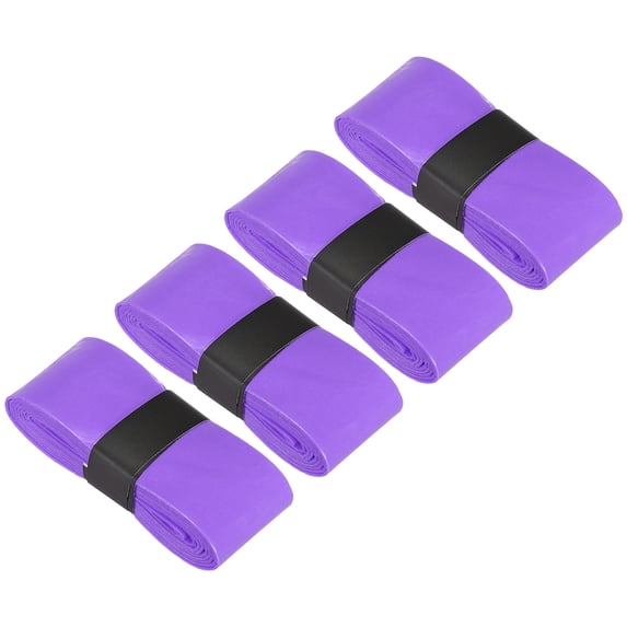 Anti Slip Sweatband Absorbent PU Tennis Badminton Racket Grip Tape, Purple 4 Pack