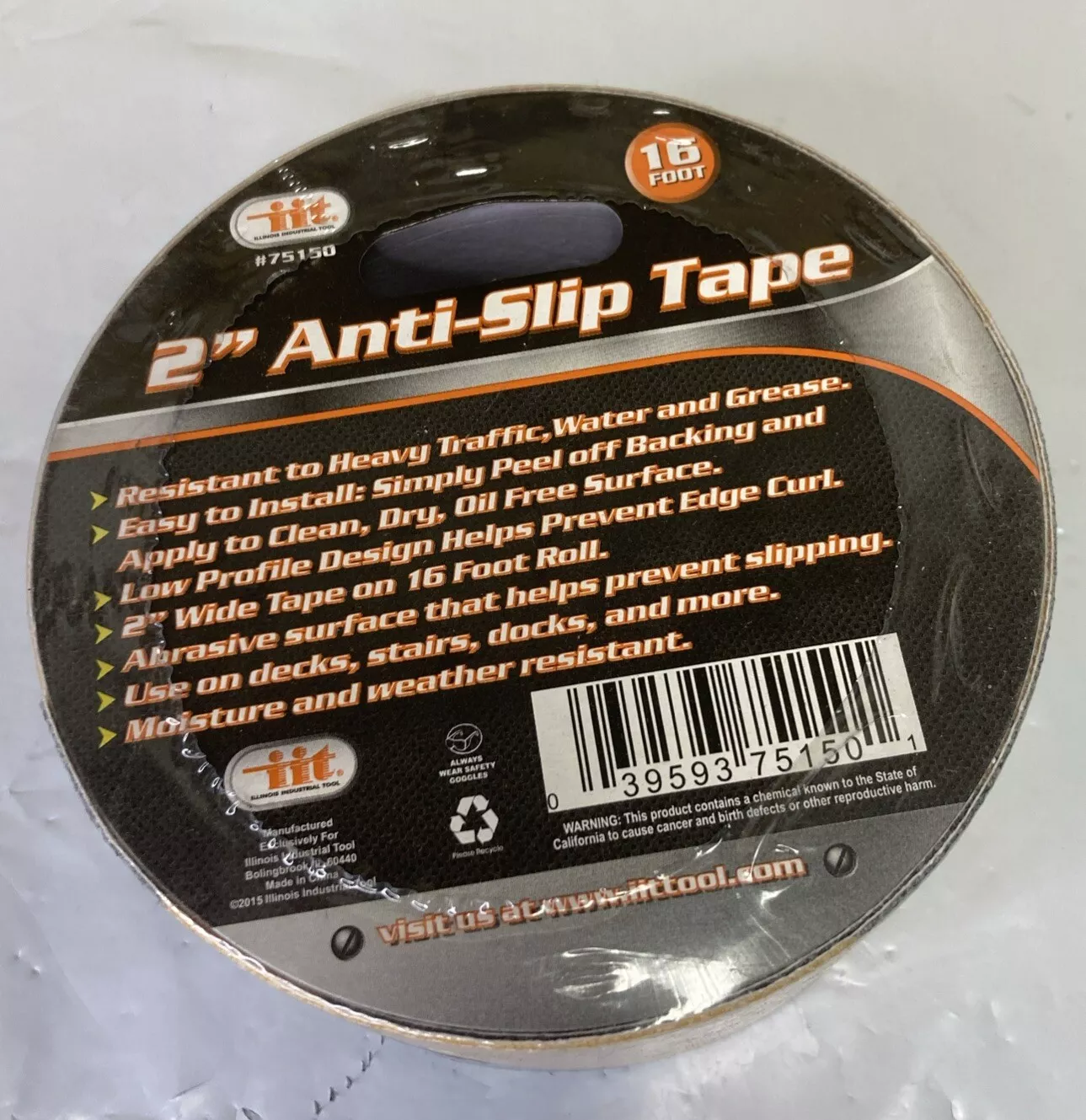 Anti-Slip Tape 2” X 16 Ft. 75150 Black And Yellow Itt Abrasive Surface