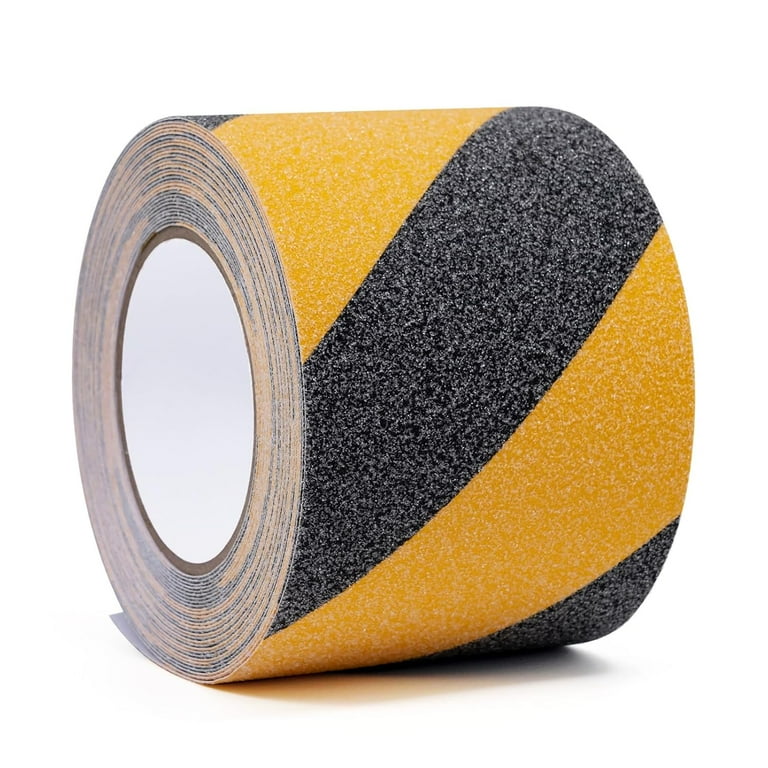 Duccinp Anti-Slip Tape 4" X 33' – Black & Yellow Grip Stripes, Waterproof Hazard Caution Tape For Stairs, Ramps & Skateboards