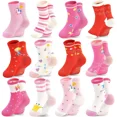 thumbnail image 1 of Anti Slip Toddler Socks Girls Cartoon Crew Non-Slip Socks With Grips For 6-12 Month Infant Baby 1-7 Years Kids, 1 of 5
