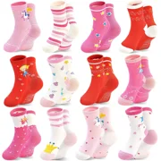 Anti Slip Toddler Socks Girls Cartoon Crew Non-Slip Socks With Grips For 6-12 Month Infant Baby 1-7 Years Kids