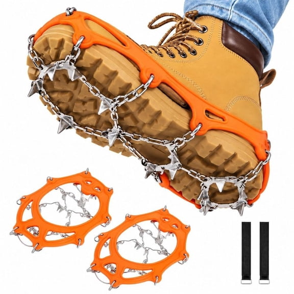 Anti Slip Traction Snow Grips, Crampons for Hiking Boots, Ice Cleats for Shoes and Boots, Lightweight Crampons Shoe Chains, Stainless Steel Spikes