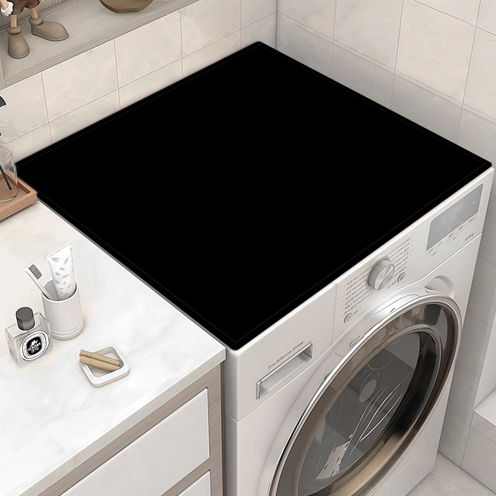 AntiSlip Washer or Dryer Top Mat Covers, 23.6" x 23.6" Black Washing