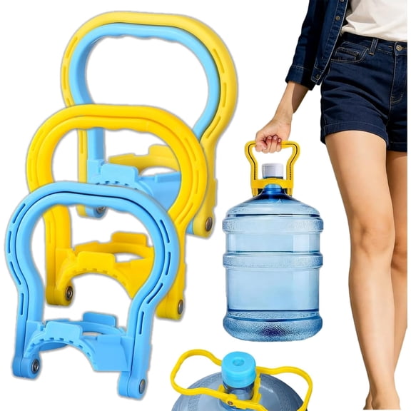 Anti Slip Water Jug Carrier – 5 Gallon Water Bottle Lifter with Locking Ring & Widened Grip Handle, Secure Vertical Lift Design for Home, Office, and Water Delivery