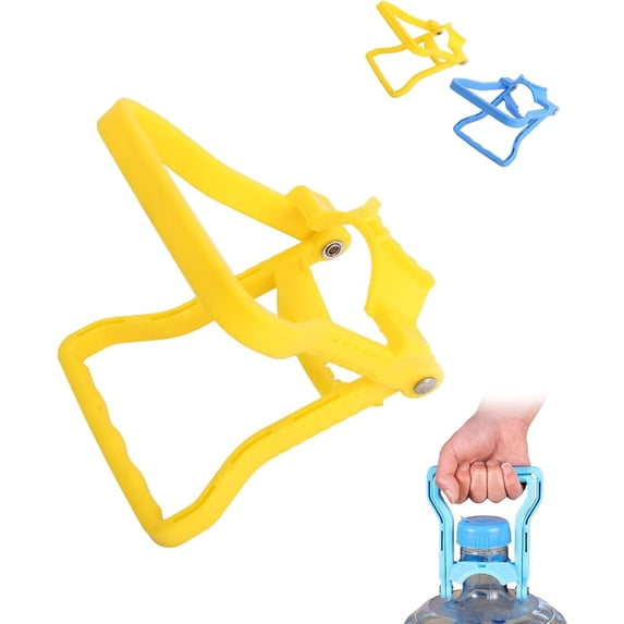Anti Slip Water Lifter, 5 Gallon Water Bottle Carrier, Waterbottle Handle Carrier Lifter Anti-Slip Waterbottle Holder Easy Lifting, for DailyWater Transport, Home & Office Use Yellow