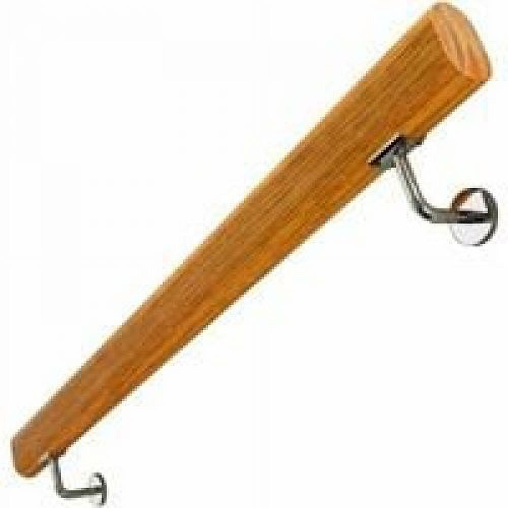 Anti-Slip Wooden Handrails with Stainless Steel Brackets, Indoor Corridor Support Rails, 30cm Length