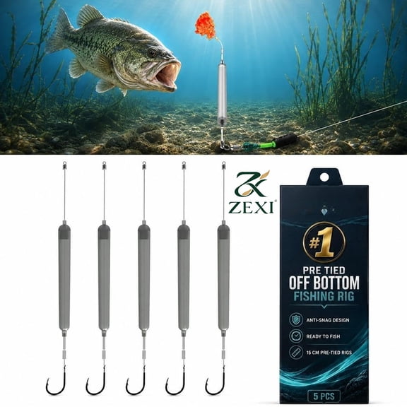 Anti-Snag Fishing Hook Rig, Pre-Tied Off Bottom Fishing Rig, Floating Hook Leaders for Bottom Fishing, Ready-to-Fish Setup