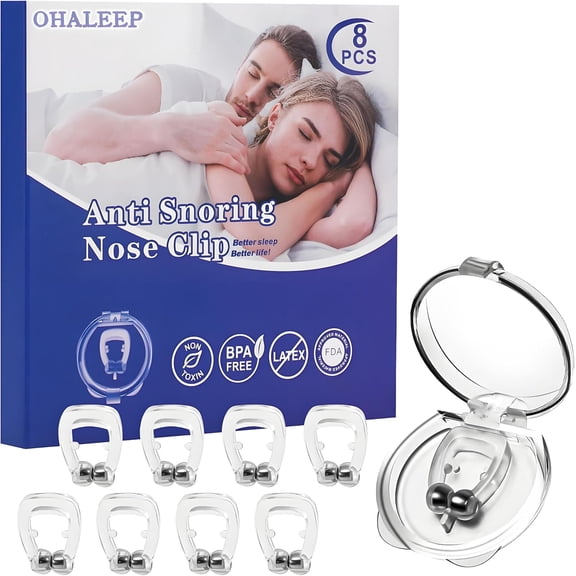 Anti Snoring Devices, Snore Stopper with Adjustable Magnet, Silicone Nose Clip Stop Snoring, Effective to Relieve Snoring, Snoring Solution for Comfortable and Quieter Sleep, White,M
