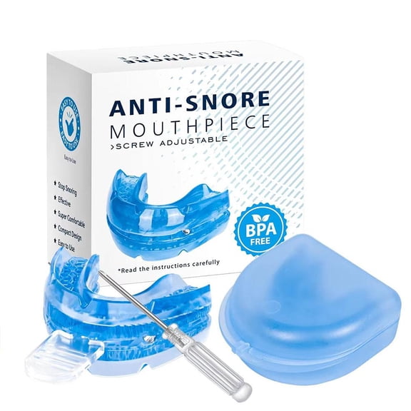 Anti-Snoring Mouthpiece - Living Hinge & Open Front Design - Single Refill - Clear - BPA-Free - Medical-Grade Material for Comfort & Easy Breathing - Blue