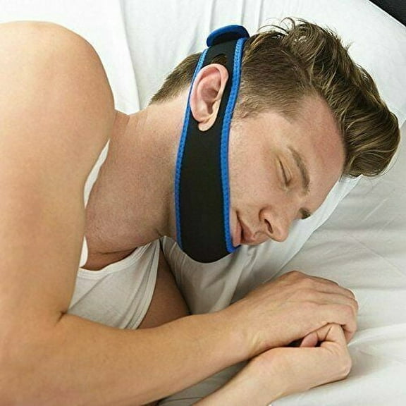 Anti Snoring Sleep Apnea Jaw Solution Snore Stop Belt Cpap Blue Chin Strap
