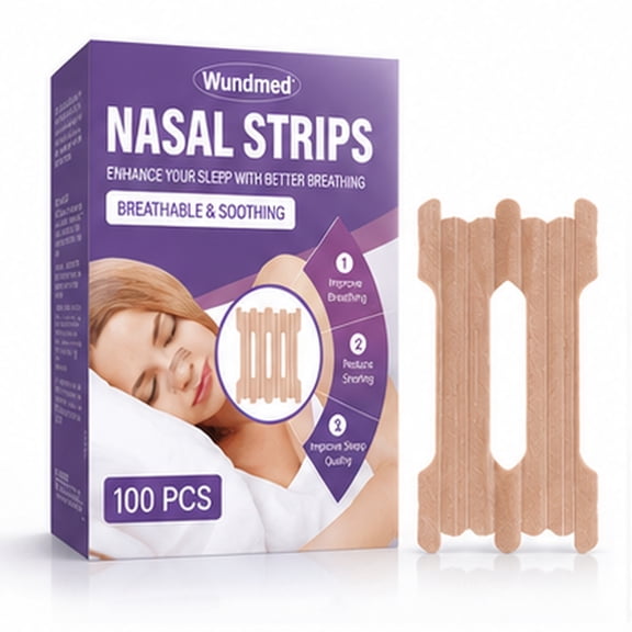 Wundmed U-Shape Nasal Strips for Breathing Comfort, 100 Count Breathable Adhesive Strips for Adults, Non-Medicated Nighttime Airflow Support