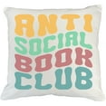 thumbnail image 1 of Anti Social Book Club, Introvert Avid Readers or Book Lovers Quote, Groovy Retro Wavy Text Merch Gift, White Pillow Case 20X20 IN, 1 of 5
