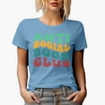 thumbnail image 1 of Anti Social Book Club, Introvert Book Readers or Lovers' Group Name, Groovy Retro Wavy Text Merch Gift, Baby Blue T-Shirt, Large, 1 of 5