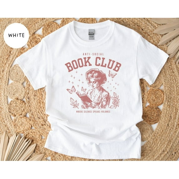 Anti Social Book Club T Shirt, Retro Librarian Shirt, Gift for Book Lovers, Vintage Book Tee, Retro Graphic Bookworm T Shirt, Gift for Her