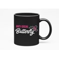 thumbnail image 1 of Anti-Social Butterfly. Introvert, Black 11oz Ceramic Mug, 1 of 5