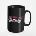 thumbnail image 1 of Anti-Social Butterfly. Introvert, Black 15oz Ceramic Mug, 1 of 5