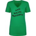 thumbnail image 1 of Anti Social Butterfly Womens V-Neck T-Shirt, 1 of 2