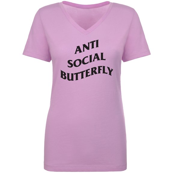 Anti Social Butterfly Womens V-Neck T-Shirt