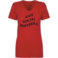 thumbnail image 1 of Anti Social Butterfly Womens V-Neck T-Shirt, 1 of 2