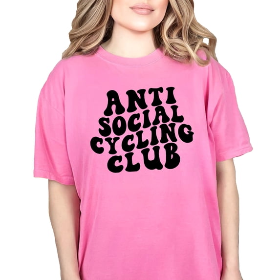 Anti Social Cycling Club, Funny Introvert Cyclist Group Name, Groovy Retro Wavy Text , Crunchberry Comfort Colors T-Shirt, 2XL
