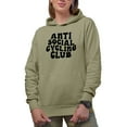 thumbnail image 1 of Anti Social Cycling Club, Humorous Introvert Cyclist Group Name, Groovy Retro Wavy Text Merch Gift, Sand Hooded Sweatshirt or Hoodie, 3XL, 1 of 5