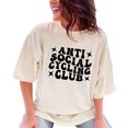 thumbnail image 1 of Anti Social Cycling Club, Introvert Cyclist Group Name, Groovy Retro Wavy Text , Ivory Comfort Colors T-Shirt, Large, 1 of 1