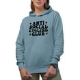 thumbnail image 1 of Anti Social Cycling Club, Introvert Cyclist Group Name, Groovy Retro Wavy Text Merch Gift, Light Blue Hooded Sweatshirt or Hoodie, 2XL, 1 of 5