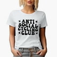 thumbnail image 1 of Anti Social Cycling Club, Introvert Cyclist Group Name, Groovy Retro Wavy Text Merch Gift, White T-Shirt, Large, 1 of 5