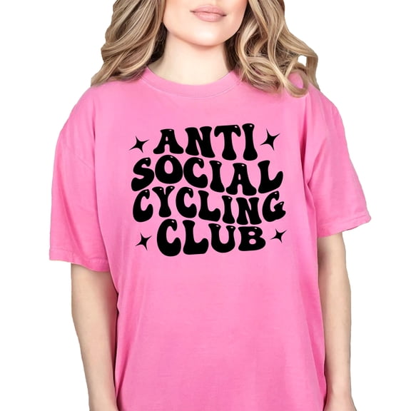 Anti Social Cycling Club, Introvert Cyclist or Bicyclist Group Name, Groovy Retro Wavy Text , Crunchberry Comfort Colors T-Shirt, 3XL