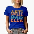 thumbnail image 1 of Anti Social Dad Club, Group of Introvert Fathers, Groovy Retro Wavy Text Merch Gift, Royal Blue T-Shirt, Small, 1 of 5