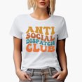 thumbnail image 1 of Anti Social Dispatch Club, Funny Group Name for Introvert Dispatchers, Groovy Retro Wavy Text Merch Gift, White T-Shirt, Small, 1 of 5