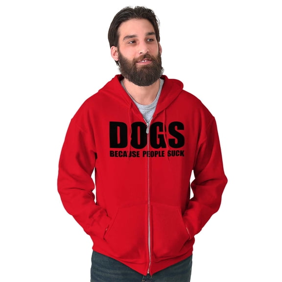 Anti Social Dog Lover Pet Puppy Owner Zip Up Hoodie Men's Women's Brisco Brands L