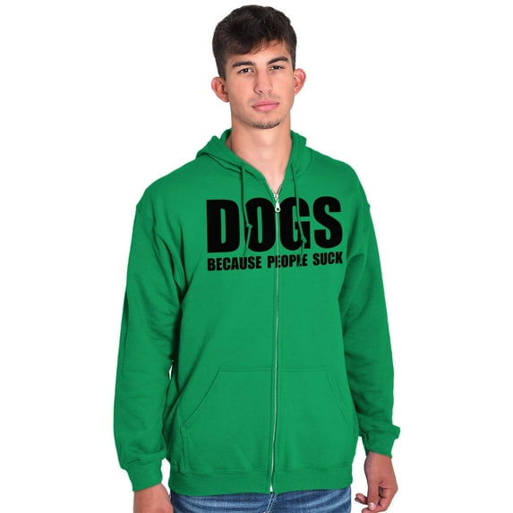 Anti Social Dog Lover Pet Puppy Owner Zip Up Hoodie Men's Women's Brisco Brands L