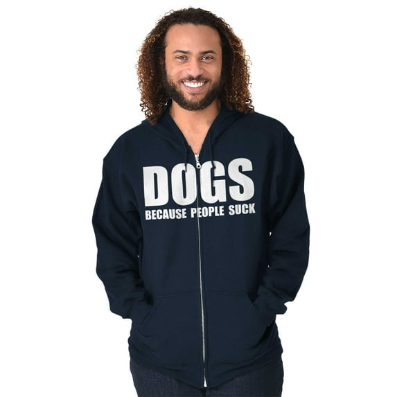Anti Social Dog Lover Pet Puppy Owner Zip Up Hoodie Men's Women's Brisco Brands S