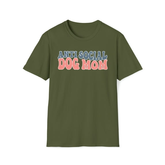 Anti Social Dog Mom, Gildan Unisex Softstyle T-Shirt, Graphic Tee, S-3XL