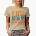thumbnail image 1 of Anti Social Nap Club, Funny Group Name for Introvert Nap or Sleep Lovers, Groovy Retro Wavy Text Merch Gift, Tan T-Shirt, Medium, 1 of 5
