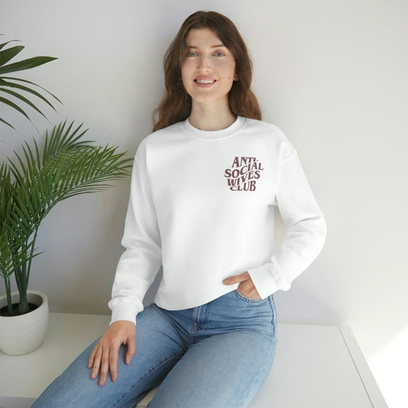 Anti Social WIVES Club Sweatshirt by Typically Vulgar (with Purple Text)