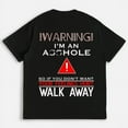 thumbnail image 1 of Anti Social Warning I'm An Pattern Womens & Mens T-Shirt Adult Humor Graphic Tees Casual Tops Black,S, 1 of 5