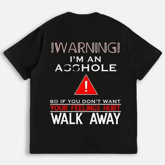 Anti Social Warning I'm An Pattern Womens & Mens T-Shirt Adult Humor Graphic Tees Casual Tops Black,S