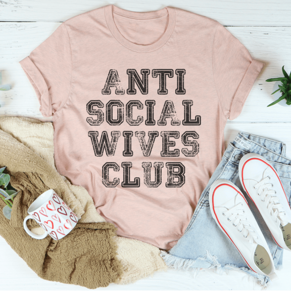 Anti Social Wives Club Tee Black Heather S Peachy Sunday T-Shirt