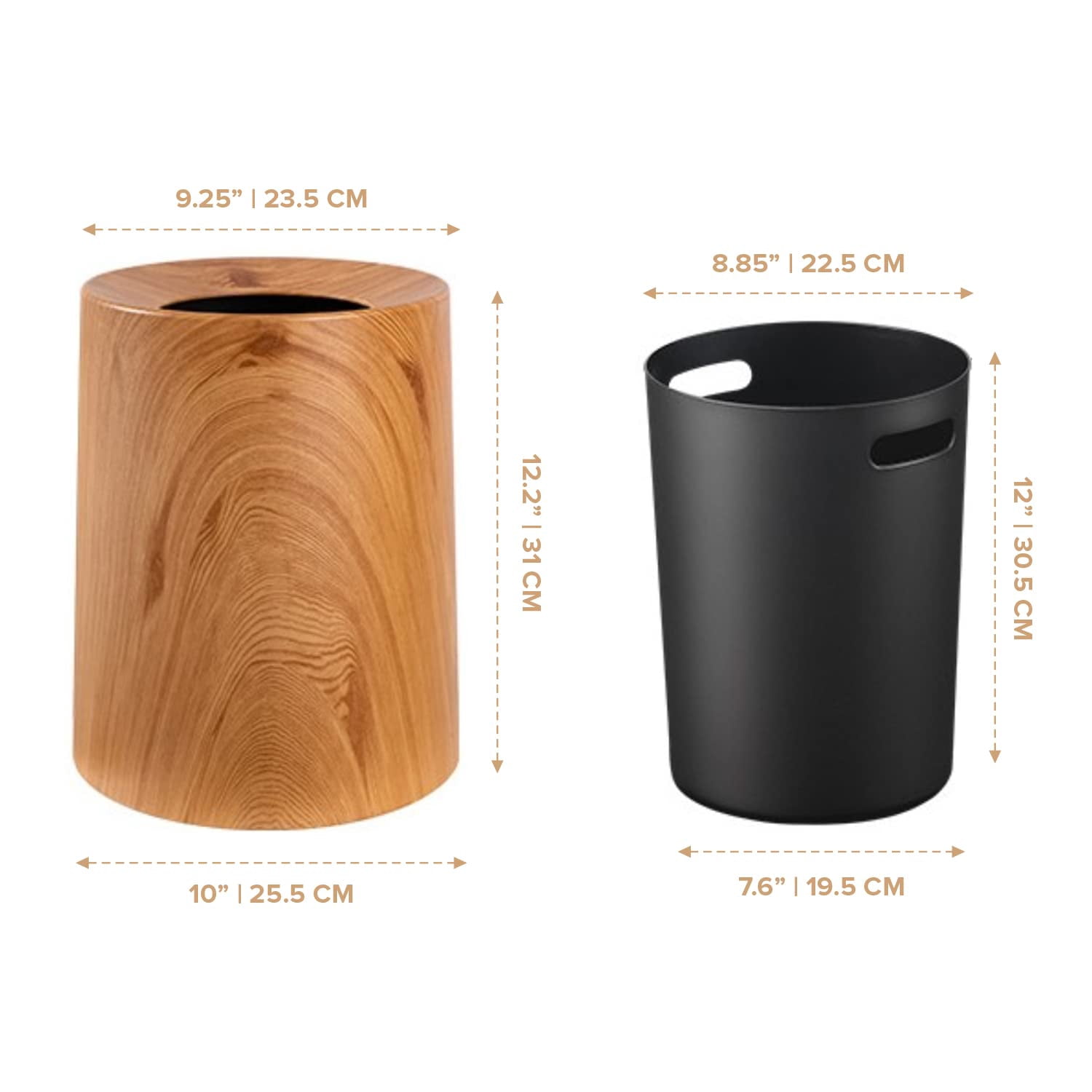 Anti Spill Nordic Wood Grain Look Waste Basket - Kids Pet Proof Garbage ...