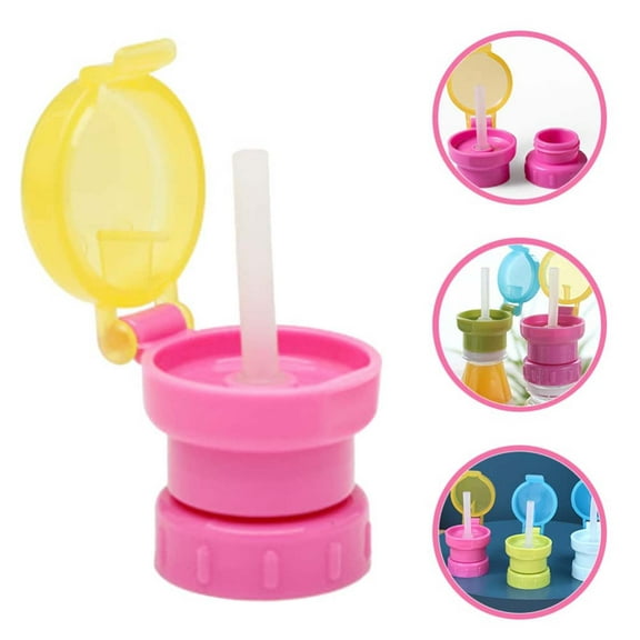 Anti-Spill Water Bottle Cap with Straw Tip, Reusable Silicone Sippy Cap Fits 1.06 Inch Bottle Neck, Travel Accessory for Juice, Portable Leakproof Lid, Red, By VINOIC