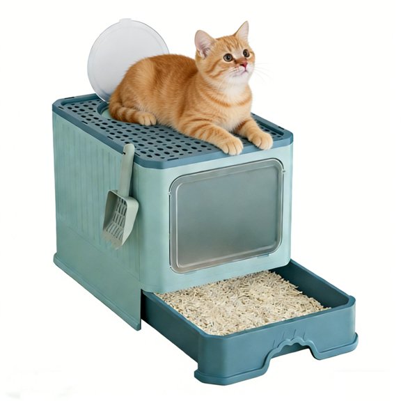 Anti Splash And Odor Proof Cat Litter Box,Cat Garbage Bin With Garbage Pad,Enclosed Detachable Garbage Bin,Odor Control,Easy To Clean.